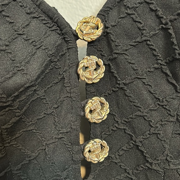 Vintage Black one piece swimsuit with gold tone buttons size small - Picture 4 of 15